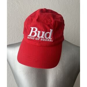 Dad Hat Bud King of Beers Cap Hat Snapback Retro Red Adjustable OSFA Cotton